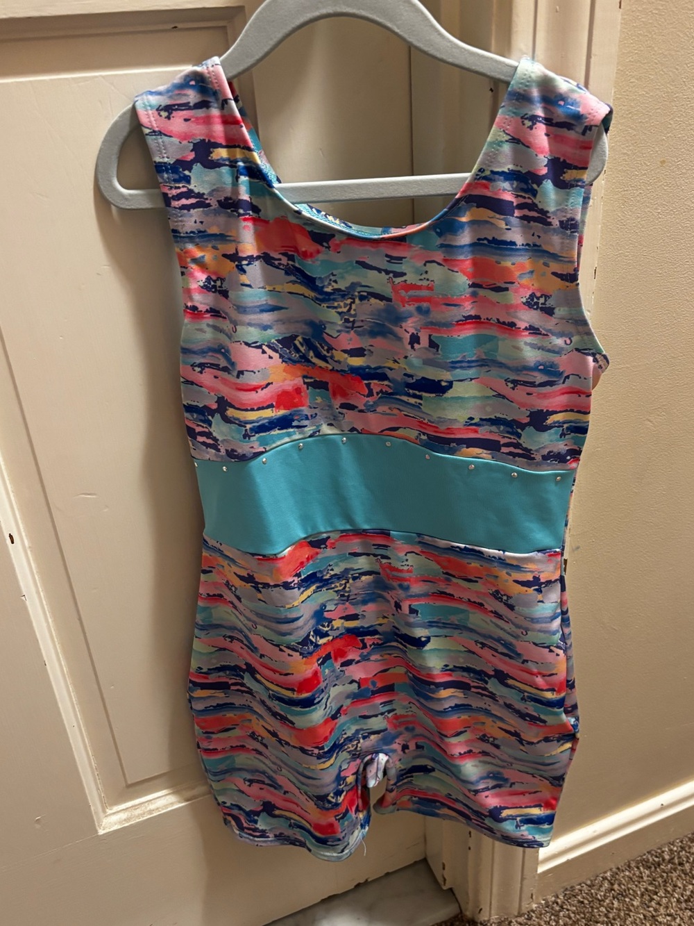 Cat & Jack Multicolor Wave-Print One-Piece leotard with Aqua Band